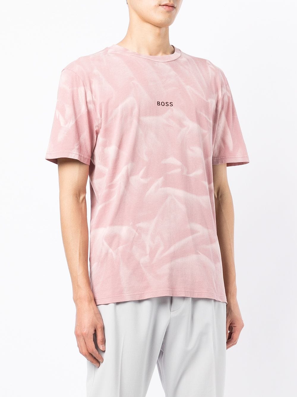 BOSS Smoke print T-shirt Pink - MAISONDEFASHION.COM