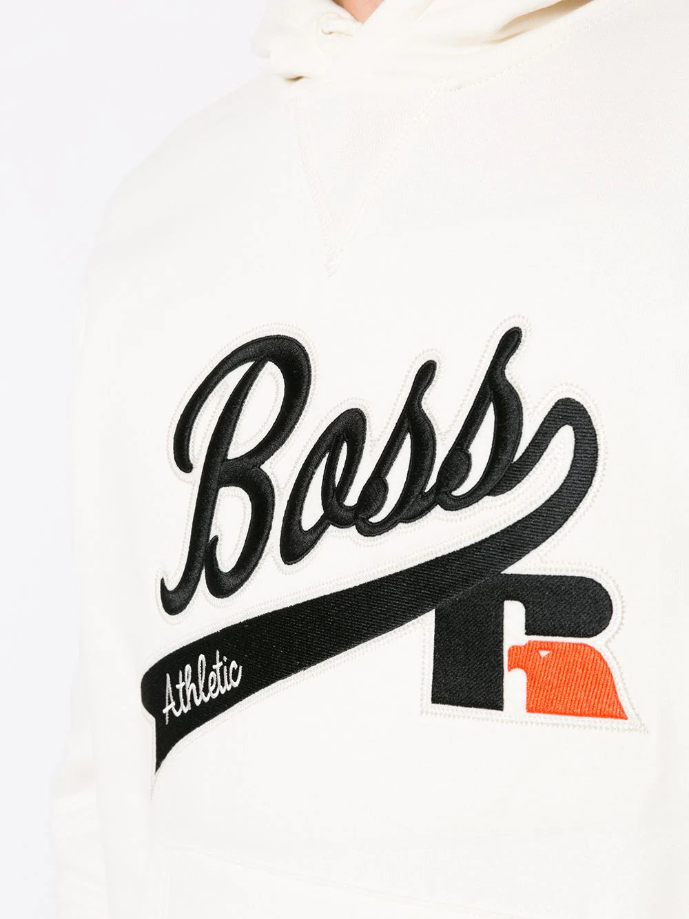 BOSS X RUSSELL ATHLETIC College Logo Hooded Sweatshirt White - MAISONDEFASHION.COM