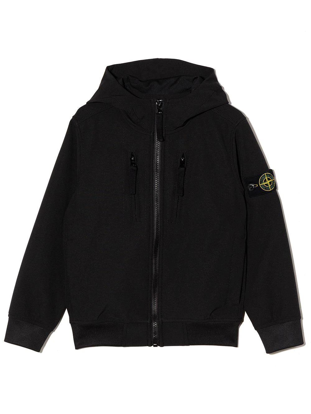 STONE ISLAND KIDS Logo-patch zip-up Jacket Black - MAISONDEFASHION.COM