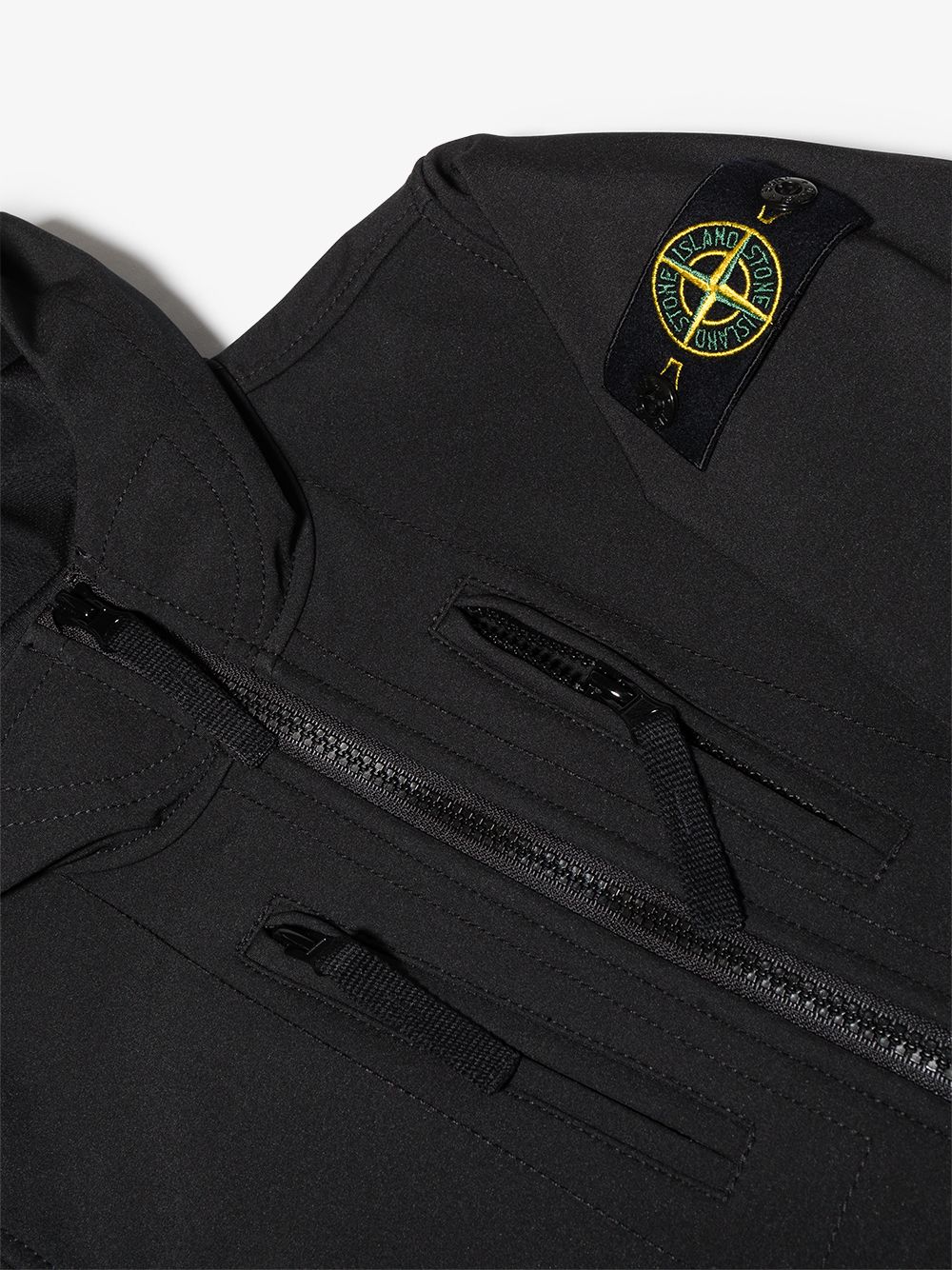 STONE ISLAND KIDS Logo-patch zip-up Jacket Black - MAISONDEFASHION.COM