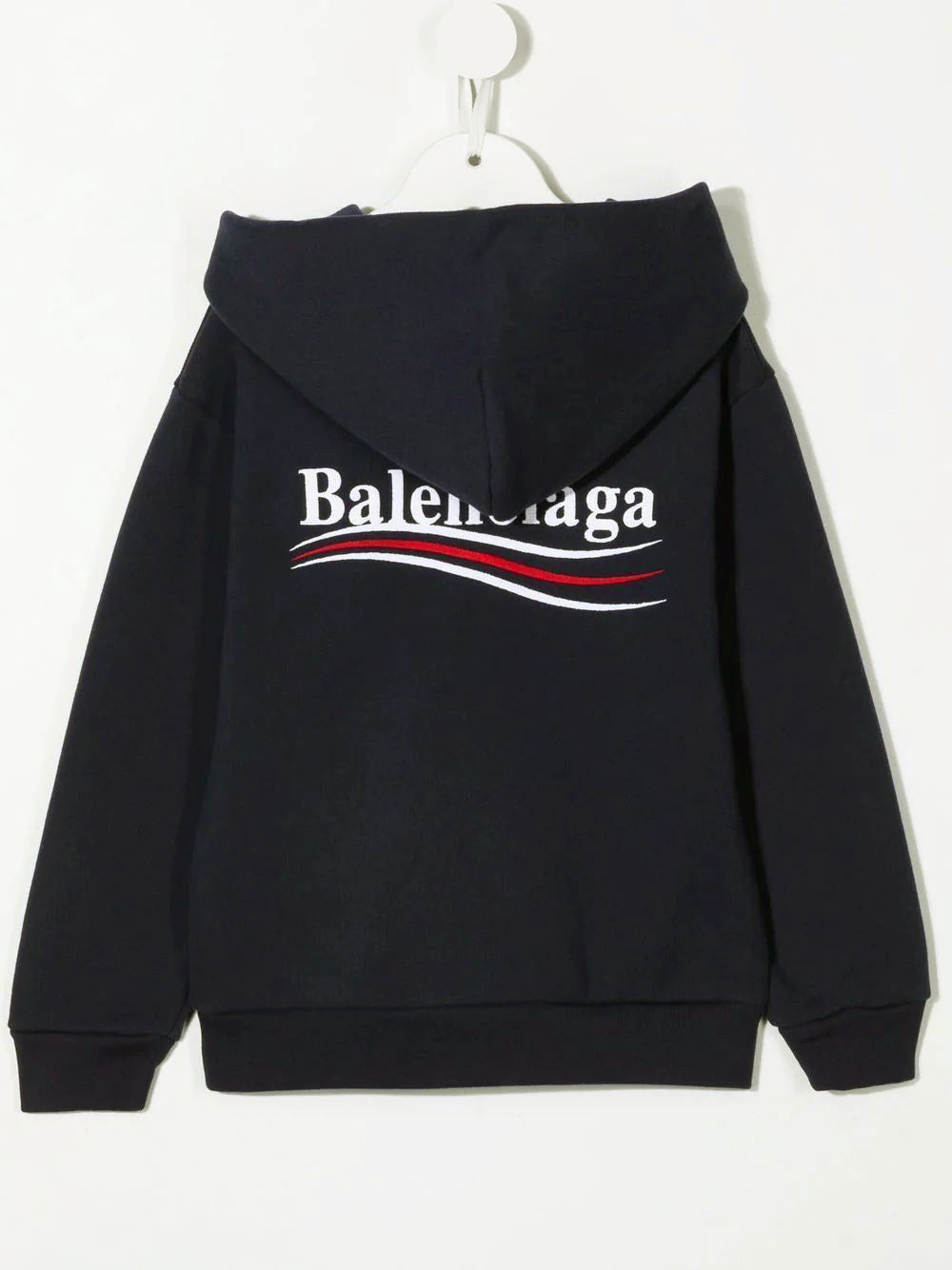 BALENCIAGA KIDS Political Logo Printed Hoodie Black - MAISONDEFASHION.COM
