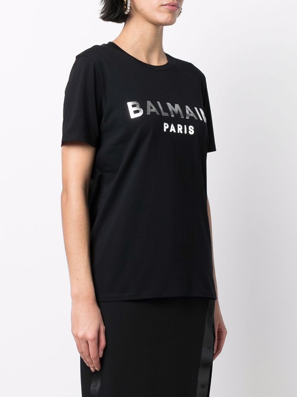 Balmain foiled logo-print cotton T-shirt - MAISONDEFASHION.COM