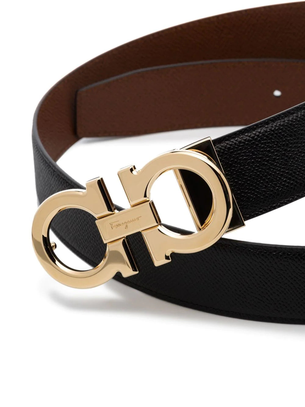 SALVATORE FERRAGAMO Leather Reversible Gancini Belt Black/Brown - MAISONDEFASHION.COM