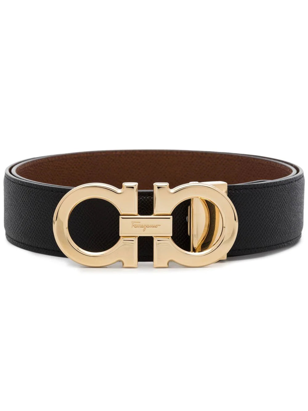 SALVATORE FERRAGAMO Leather Reversible Gancini Belt Black/Brown - MAISONDEFASHION.COM