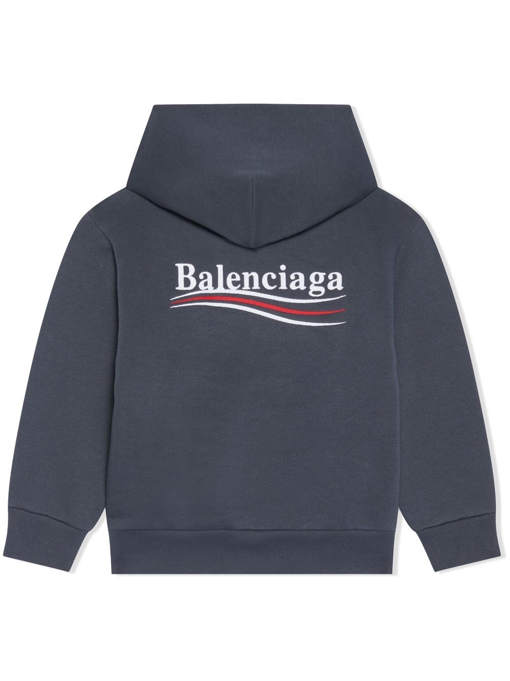 BALENCIAGA KIDS Political Campaign Logo Hoodie Grey - MAISONDEFASHION.COM