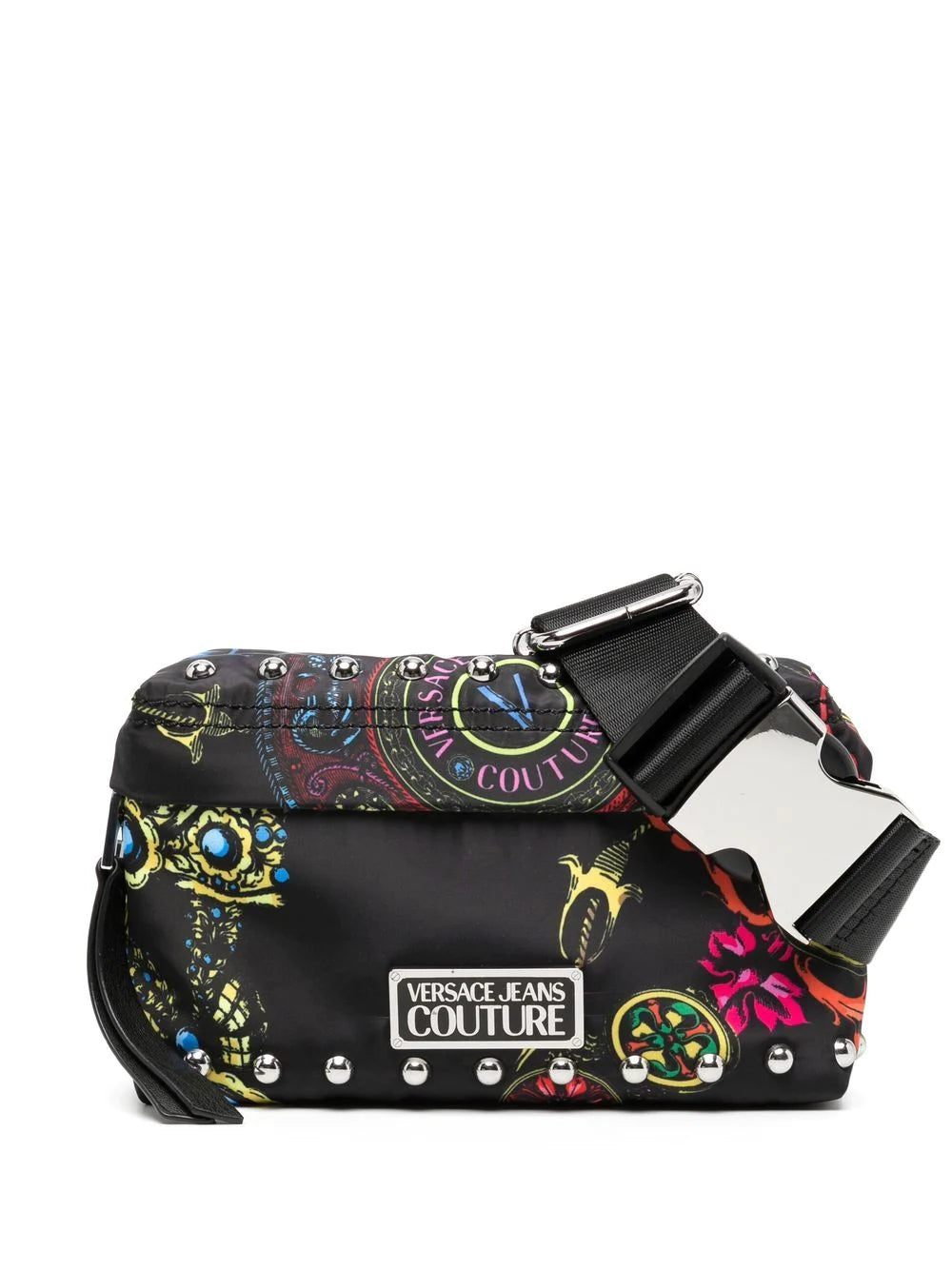 VERSACE Graphic-print zipped crossbody bag Black - MAISONDEFASHION.COM