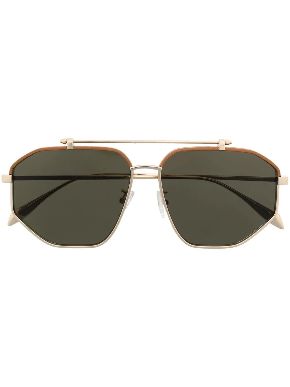 ALEXANDER MCQUEEN Oversized frame sunglasses Gold/Green - MAISONDEFASHION.COM