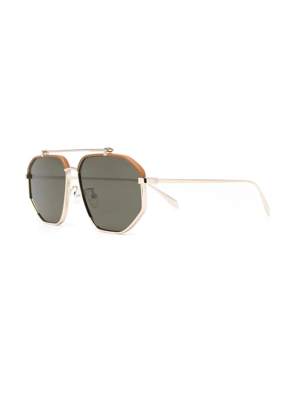 ALEXANDER MCQUEEN Oversized frame sunglasses Gold/Green - MAISONDEFASHION.COM