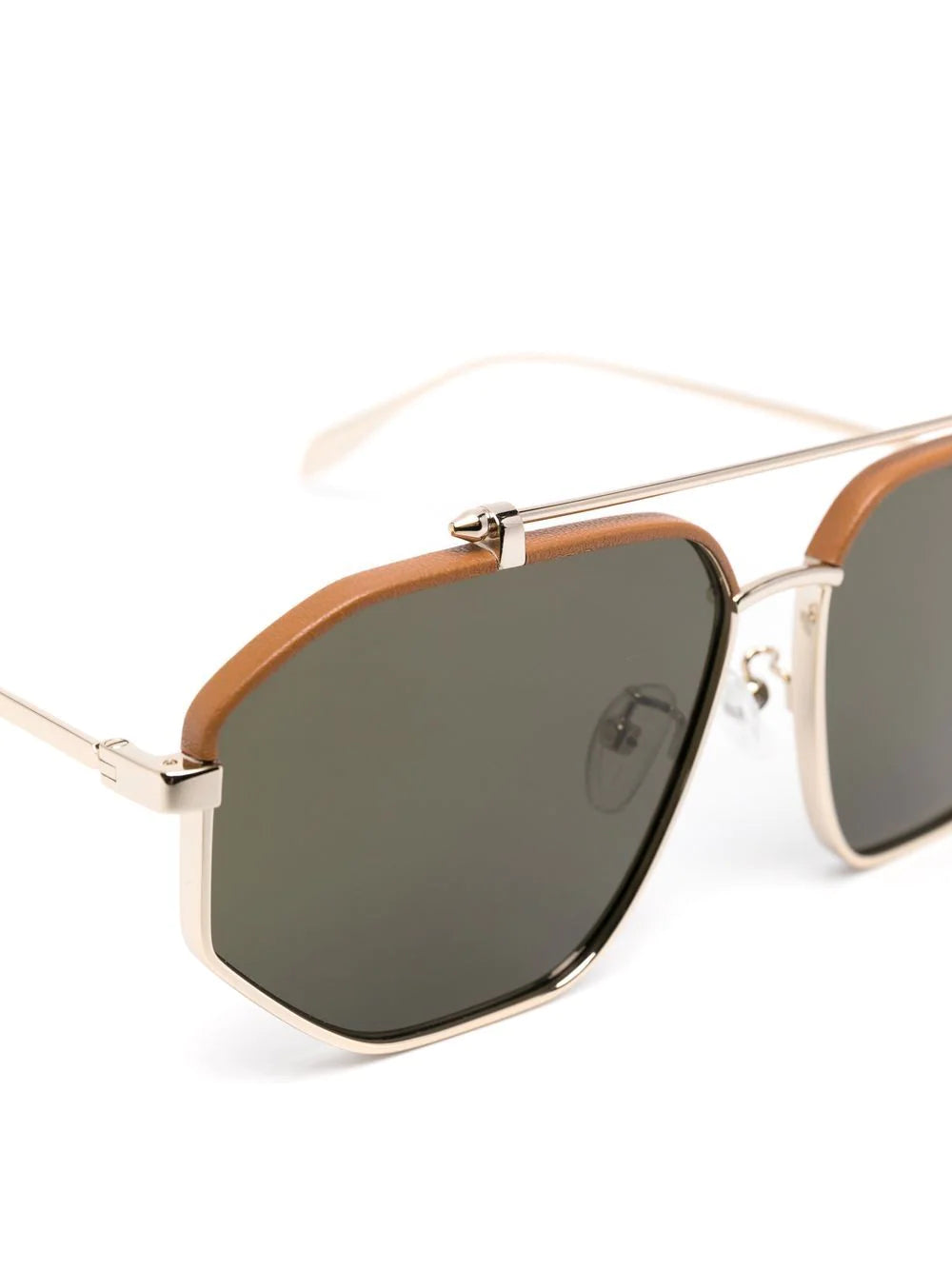 ALEXANDER MCQUEEN Oversized frame sunglasses Gold/Green - MAISONDEFASHION.COM