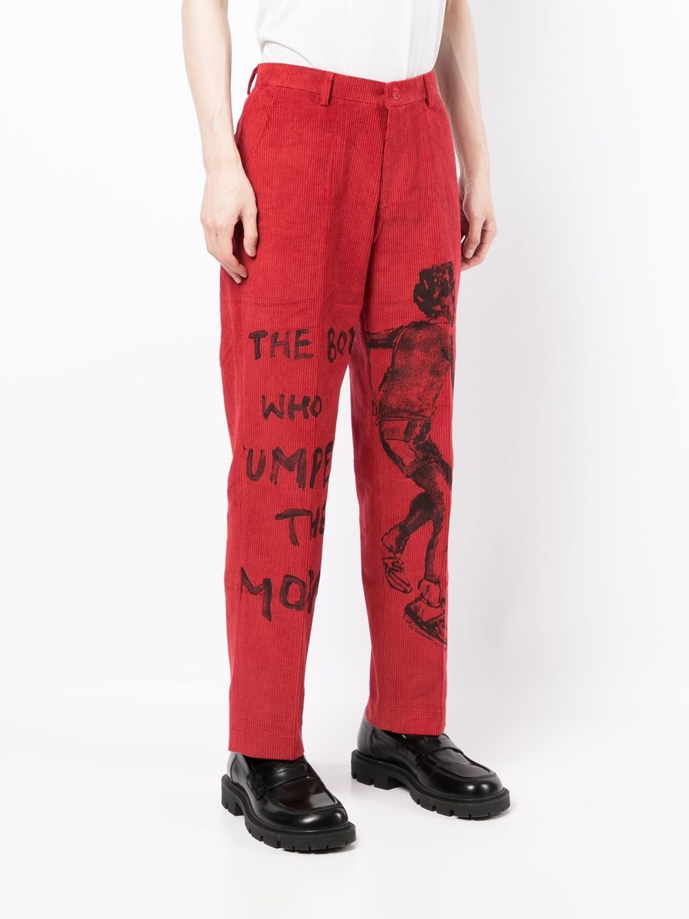 ﻿KIDSUPER Jumped the Moon curdoroy straight trousers Red - MAISONDEFASHION.COM