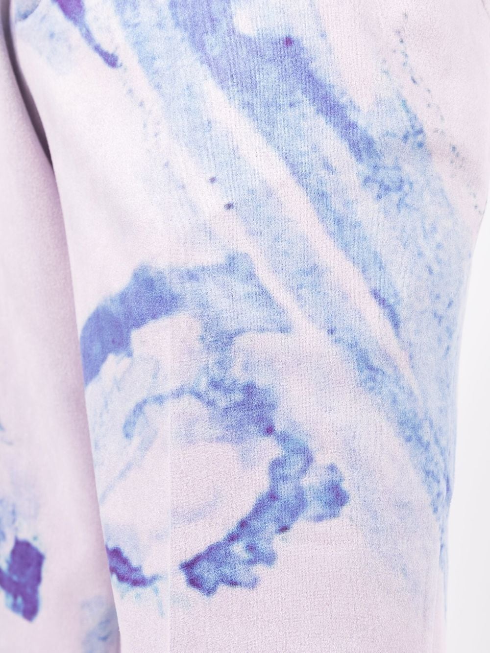 KIDSUPER Abstract-print pressed-crease tailored trousers Purple - MAISONDEFASHION.COM