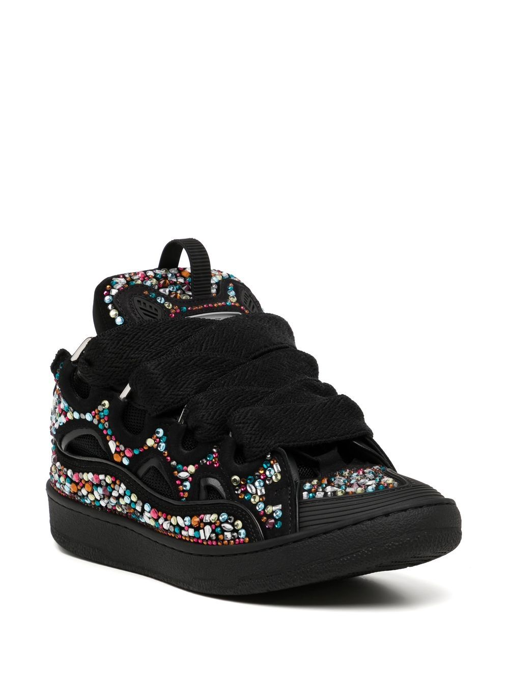 LANVIN Curb rhinestone sneakers Black/Multicolour - MAISONDEFASHION.COM