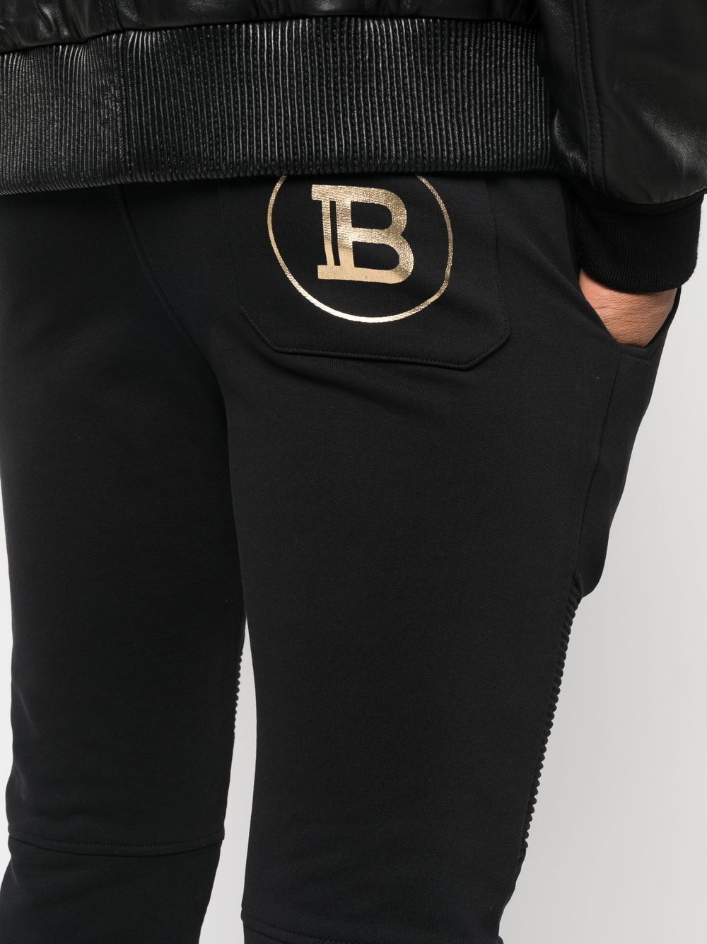 BALMAIN Logo-print Sweatpants Black/Gold - MAISONDEFASHION.COM