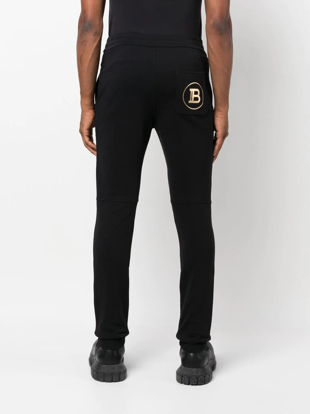 BALMAIN Logo-print Sweatpants Black/Gold - MAISONDEFASHION.COM