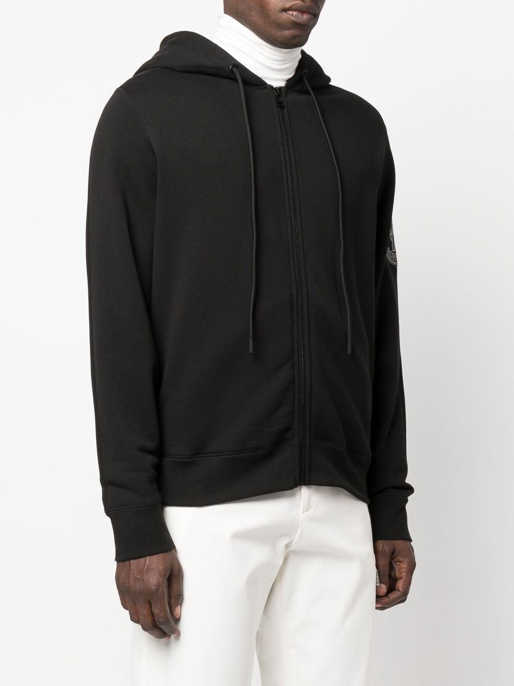 MONCLER GENIUS X 2 MONCLER 1952 Logo Zipped Hoodie Black - MAISONDEFASHION.COM