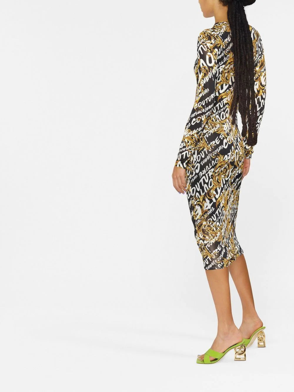 VERSACE WOMEN Baroque Print All Over Logo Dress Black - MAISONDEFASHION.COM