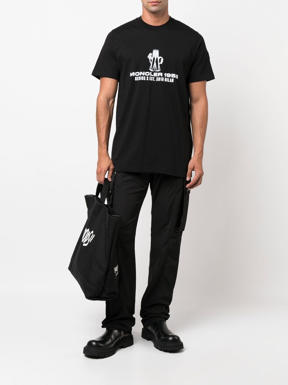 MONCLER GENIUS X 2 MONCLER 1952 Logo T-Shirt Black - MAISONDEFASHION.COM