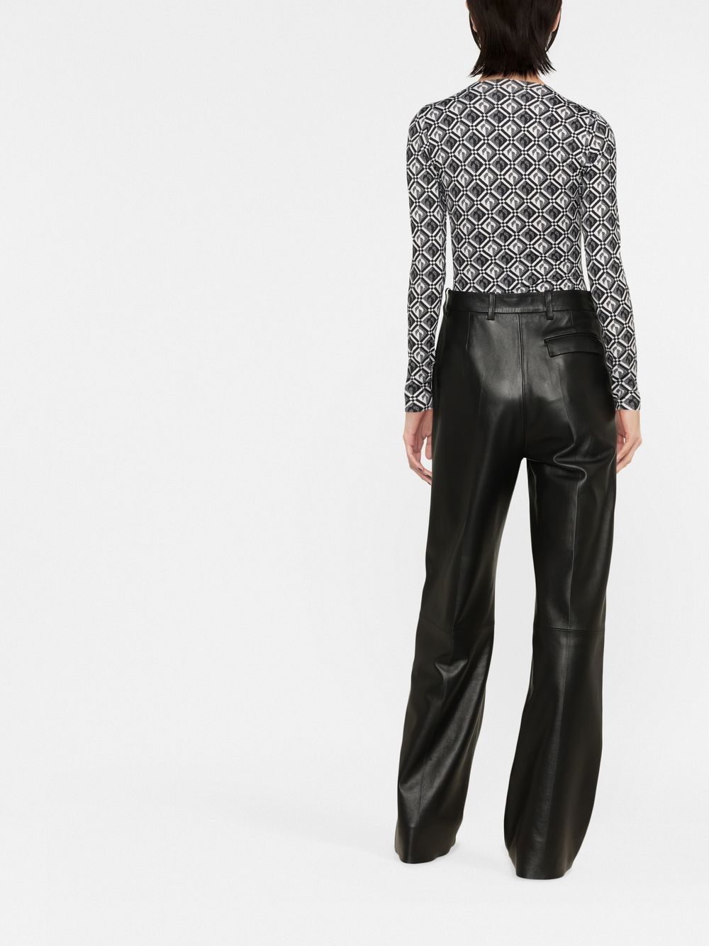 MARINE SERRE WOMEN Moon Diamant Print Top Black - MAISONDEFASHION.COM