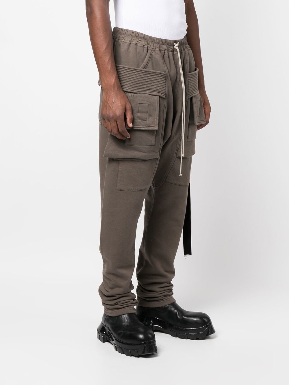 RICK OWENS DRKSHDW Ribbed-panel Cargo Trousers Dust - MAISONDEFASHION.COM