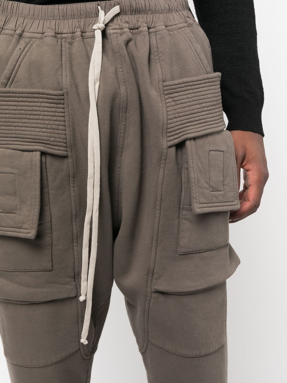 RICK OWENS DRKSHDW Ribbed-panel Cargo Trousers Dust - MAISONDEFASHION.COM