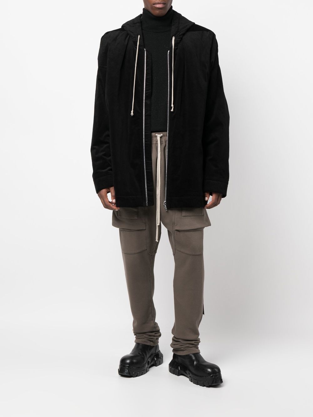 RICK OWENS DRKSHDW Ribbed-panel Cargo Trousers Dust - MAISONDEFASHION.COM