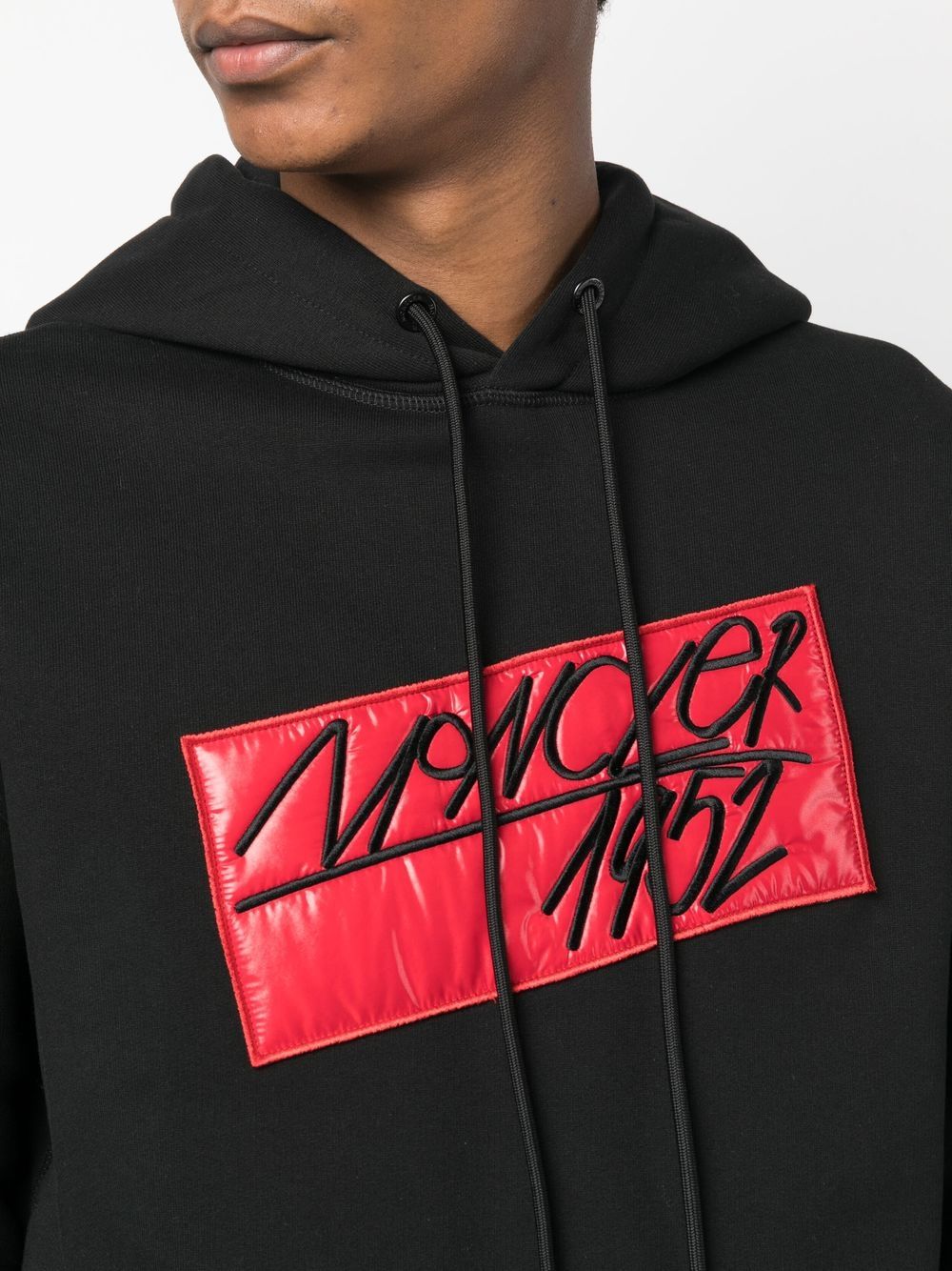 MONCLER GENIUS X 2 MONCLER 1952 Logo Hoodie Black - MAISONDEFASHION.COM