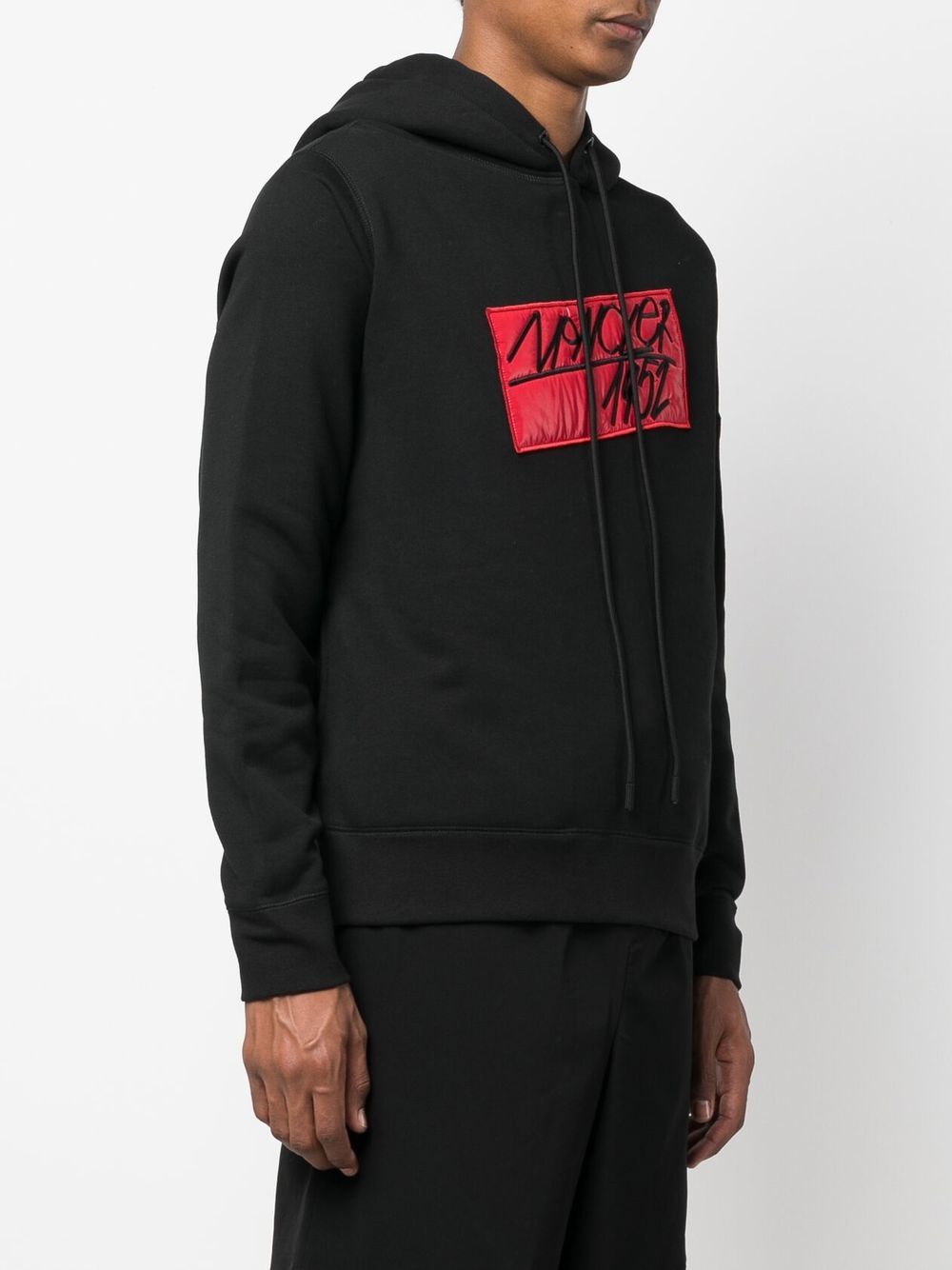 MONCLER GENIUS X 2 MONCLER 1952 Logo Hoodie Black - MAISONDEFASHION.COM