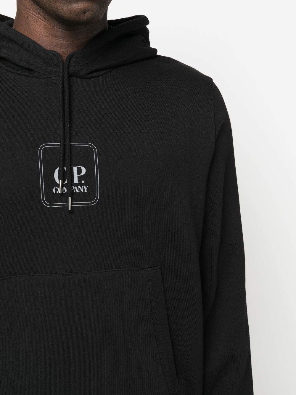 C.P. COMPANY Logo Patch Hoodie Black - MAISONDEFASHION.COM