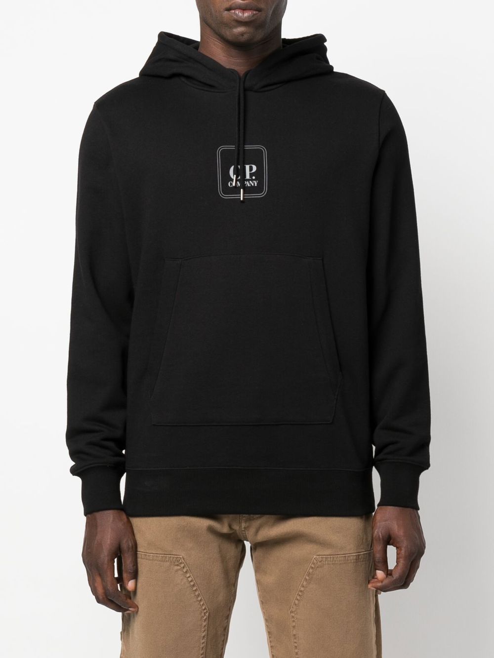 C.P. COMPANY Logo Patch Hoodie Black - MAISONDEFASHION.COM