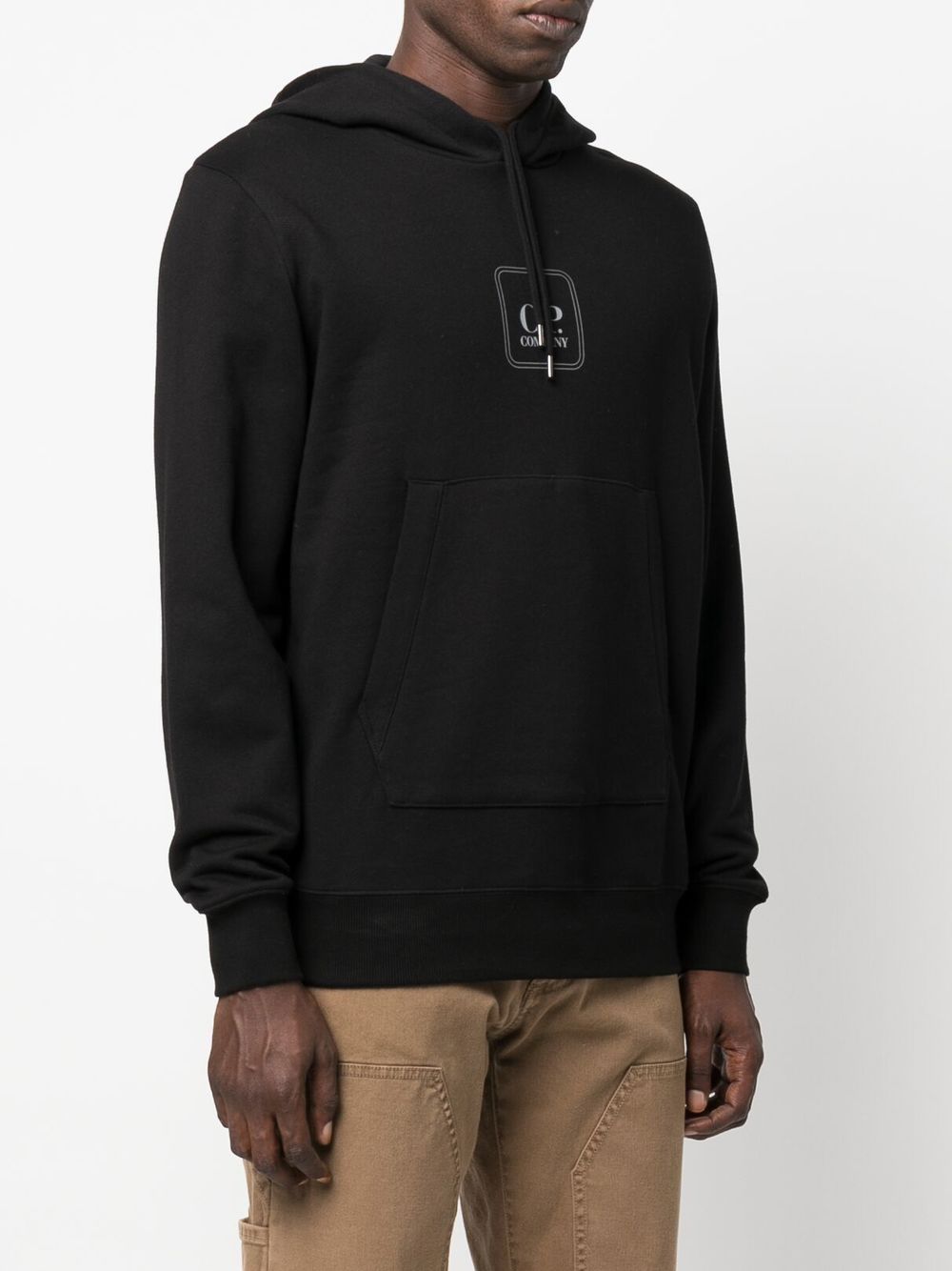 C.P. COMPANY Logo Patch Hoodie Black - MAISONDEFASHION.COM