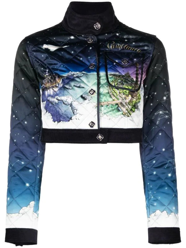 CASABLANCA WOMEN Quilted Cropped Jacket Vol De Nuit - MAISONDEFASHION.COM