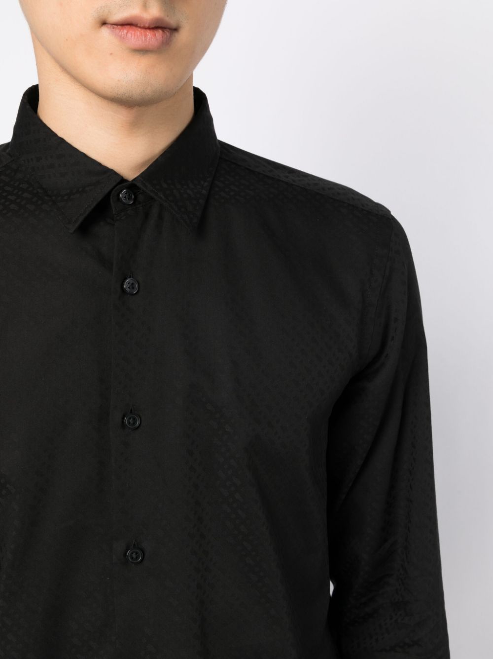 BOSS Monogram-pattern cotton shirt - MAISONDEFASHION.COM