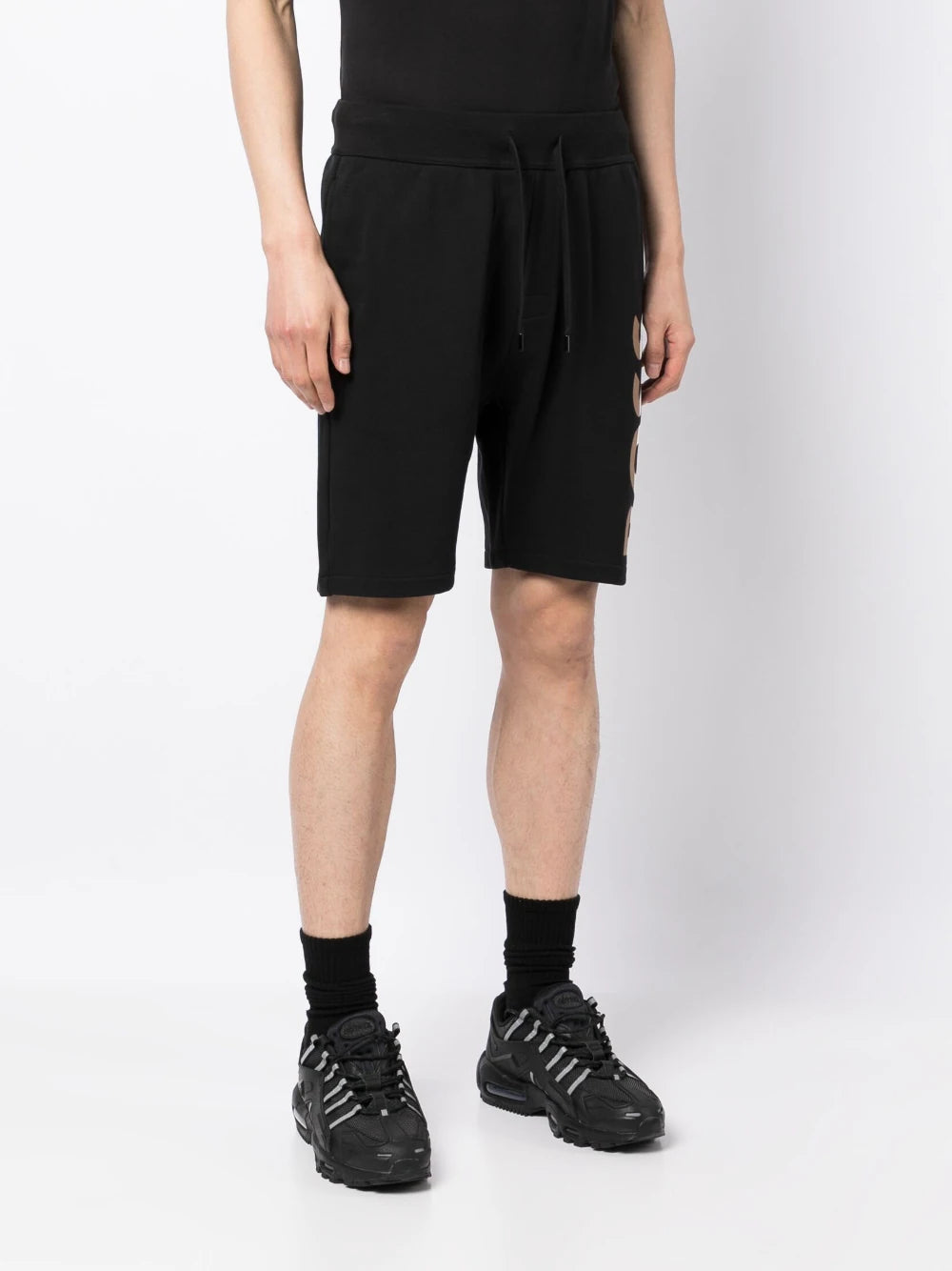 BOSS Iconic Logo-print Cotton Track Shorts Black - MAISONDEFASHION.COM