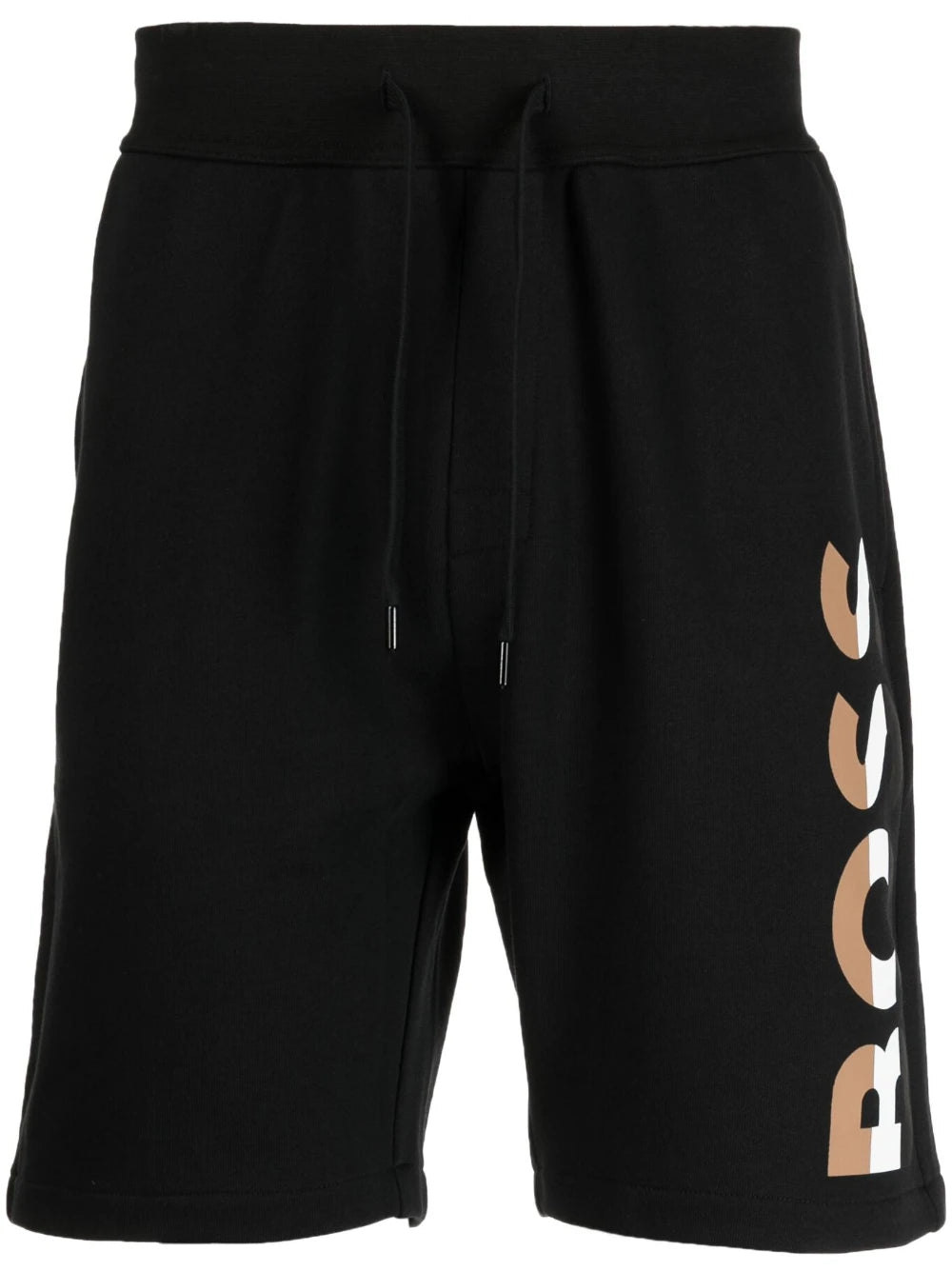 BOSS Iconic Logo-print Cotton Track Shorts Black - MAISONDEFASHION.COM