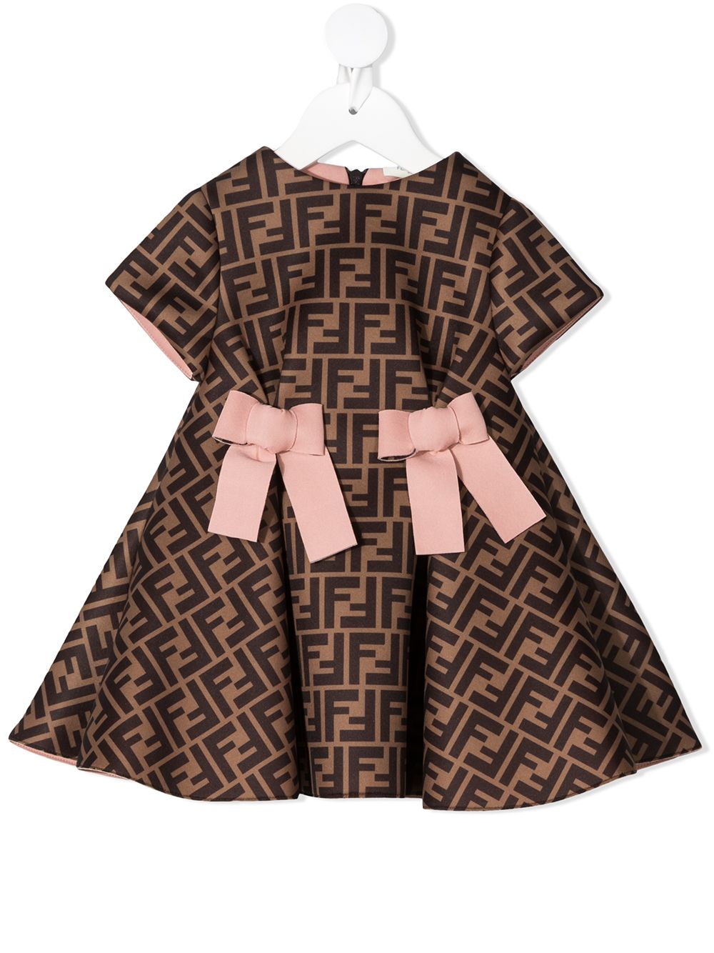 FENDI KIDS FF logo dress Brown MAISONDEFASHION.COM