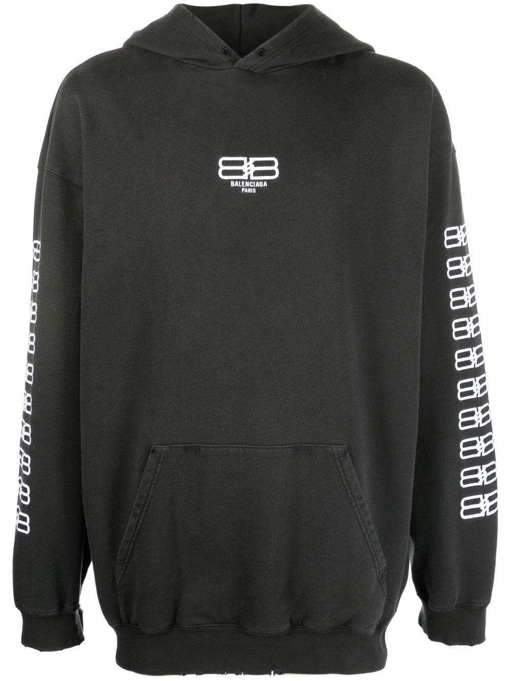 BALENCIAGA BB Paris Logo Hoodie Black - MAISONDEFASHION.COM