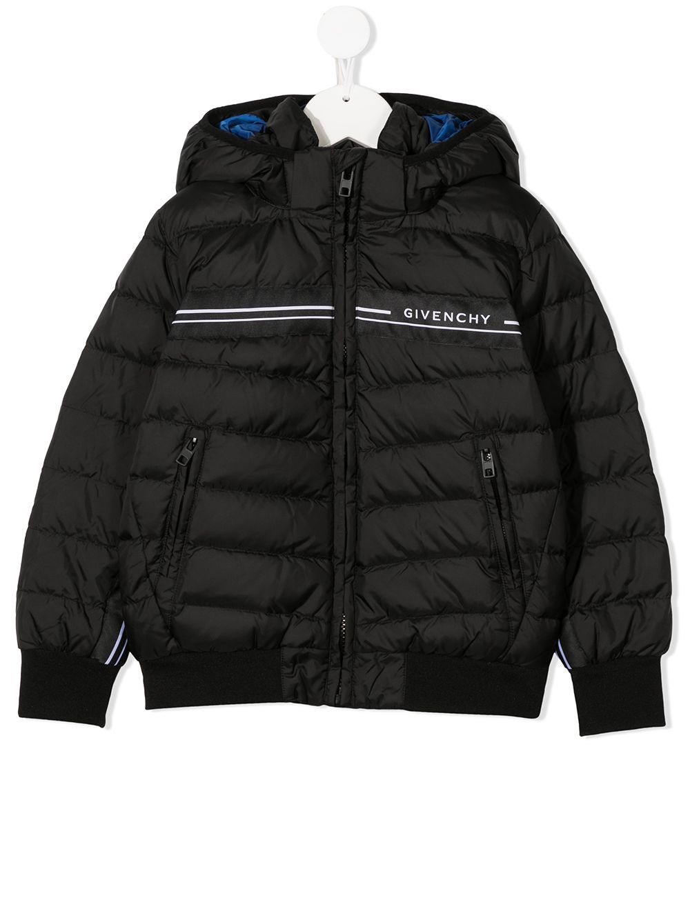 GIVENCHY KIDS Stripe Logo Coat Black/Blue - Maison De Fashion 