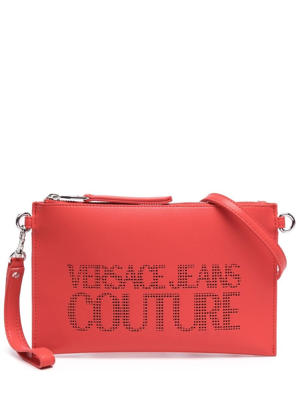 VERSACE JEANS COUTURE Perforated-logo clutch bag Red - MAISONDEFASHION.COM