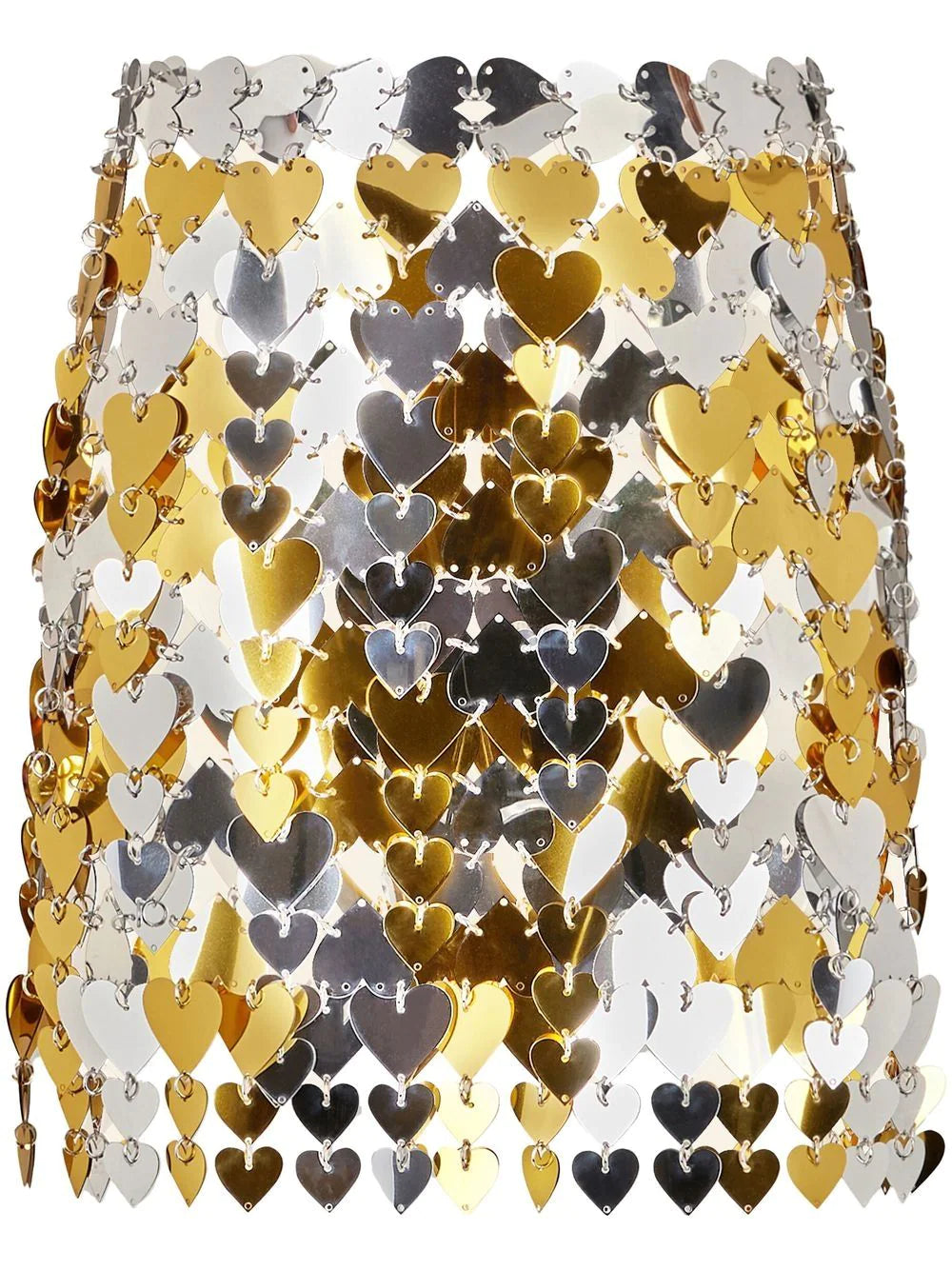 PACO RABANNE Heart Chainmail Skirt Silver/Gold - MAISONDEFASHION.COM