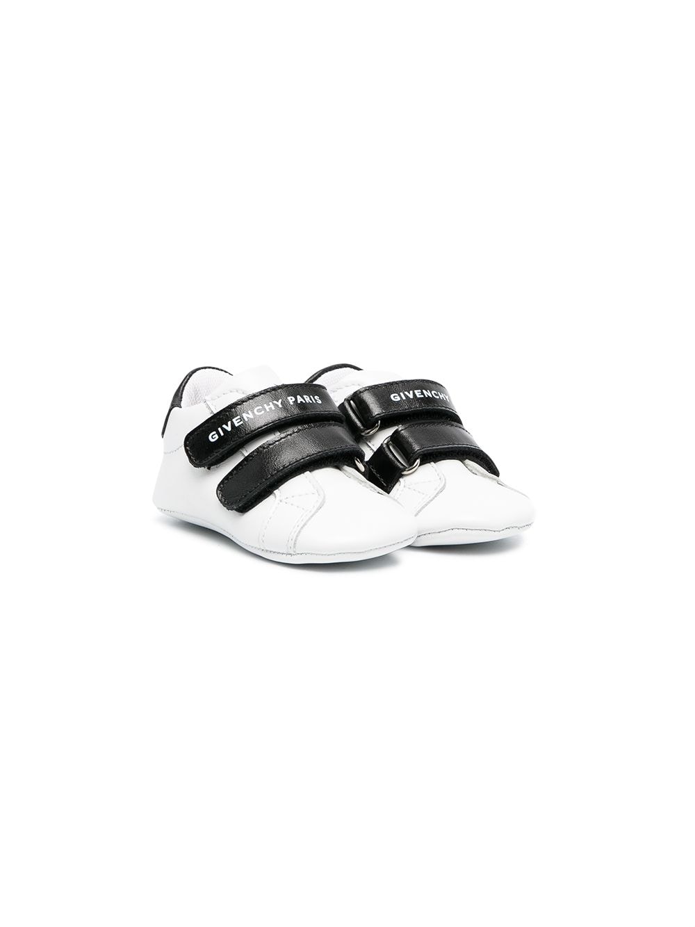 GIVENCHY KIDS Leather touch-strap trainers White/Black - MAISONDEFASHION.COM