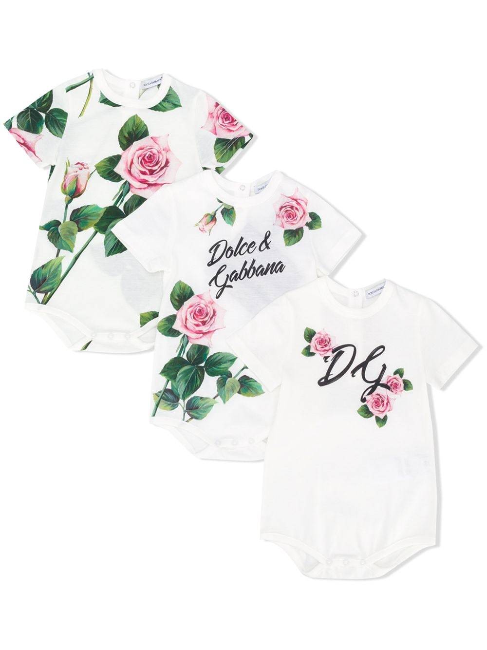 DOLCE & GABBANA BABY Rose Print 3-Piece Set - Maison De Fashion 