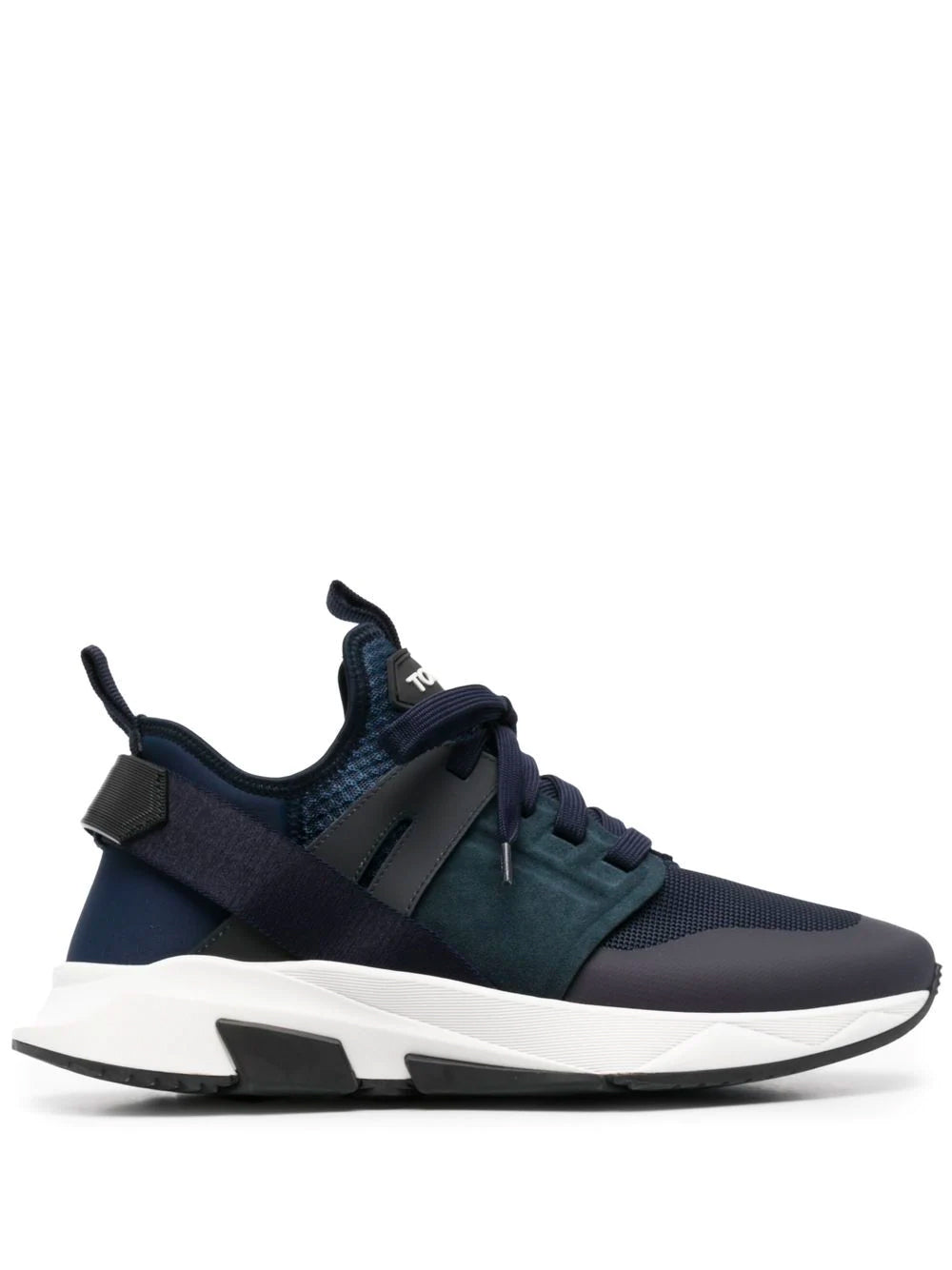 TOM FORD Neoprene Suede Jago Sneakers Blue - MAISONDEFASHION.COM