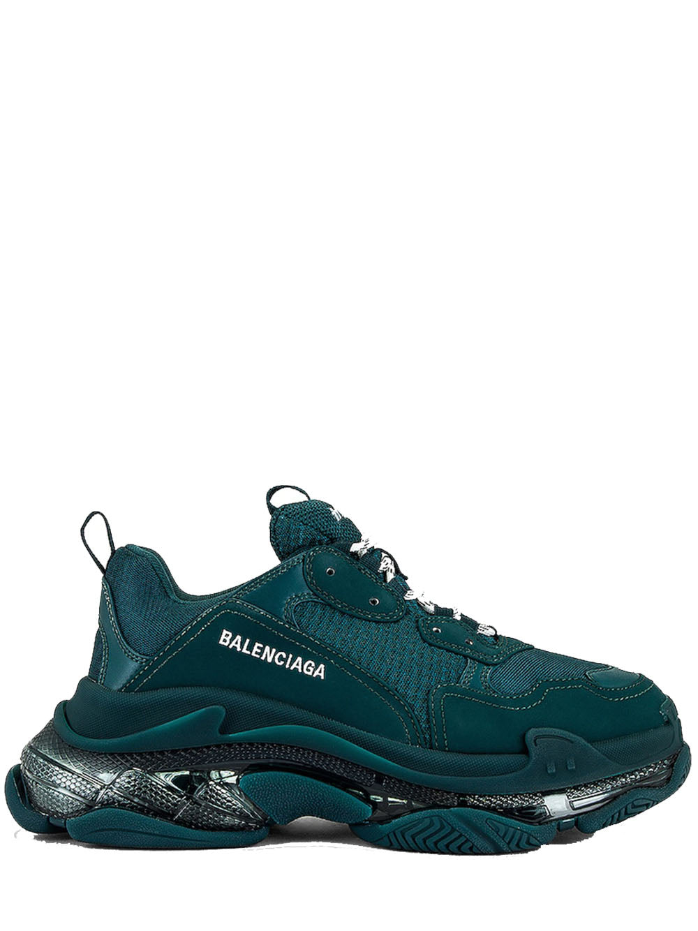 BALENCIAGA Triple S Clear Sole Sneaker Dark Green - MAISONDEFASHION.COM