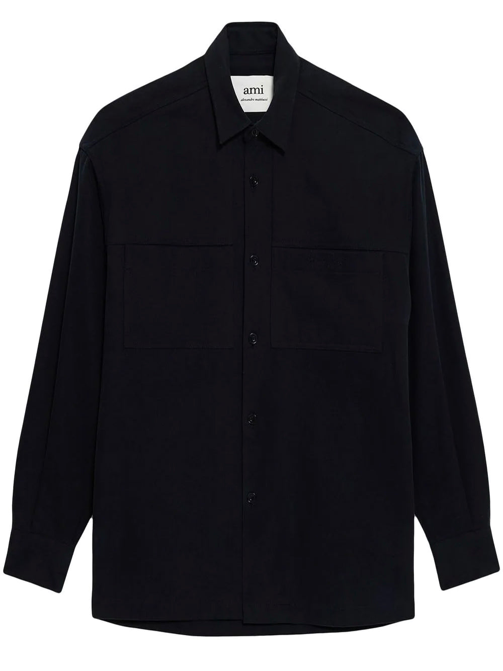 AMI PARIS Two Pocket Overshirt Black - MAISONDEFASHION.COM