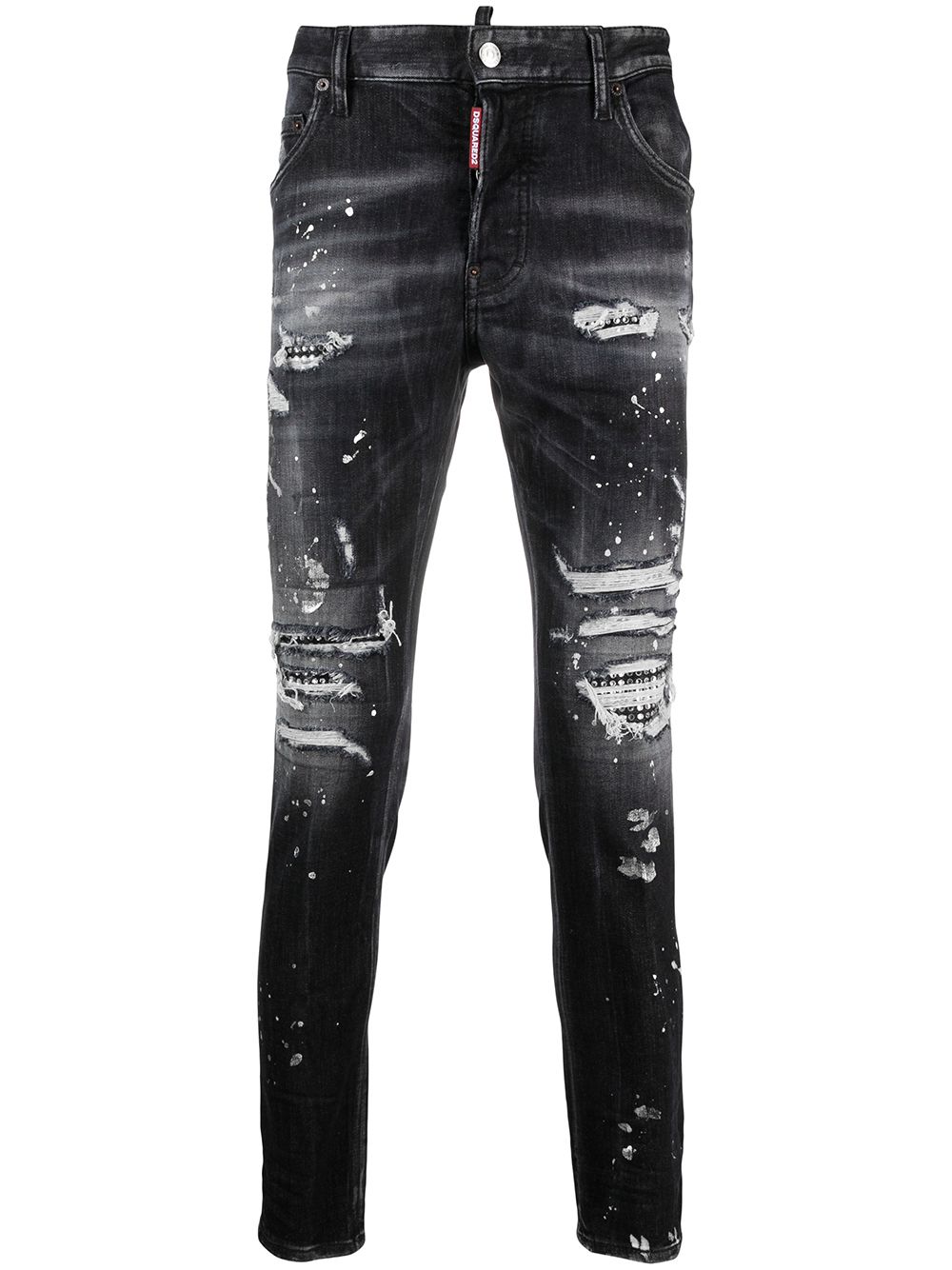 DSQUARED2 Tidy Biker Skinny Jeans Black - MAISONDEFASHION.COM