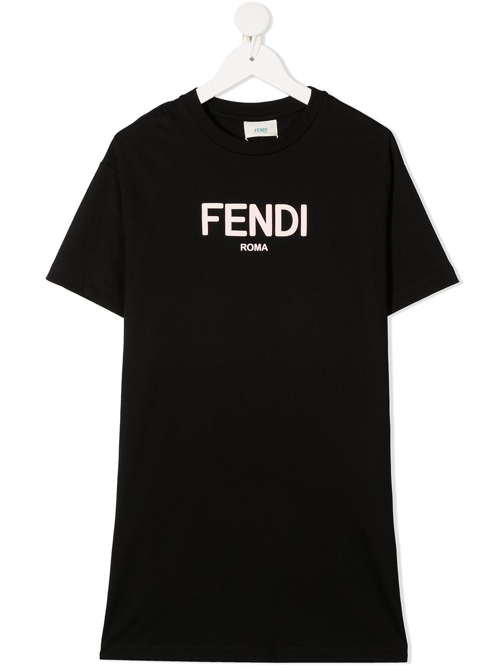 FENDI KIDS Logo-print T-shirt Dress Black - MAISONDEFASHION.COM
