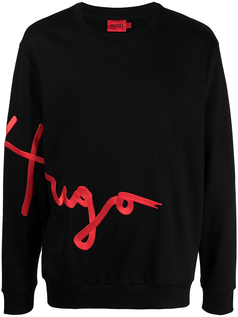 HUGO Embroidered Logo Sweatshirt Black - MAISONDEFASHION.COM