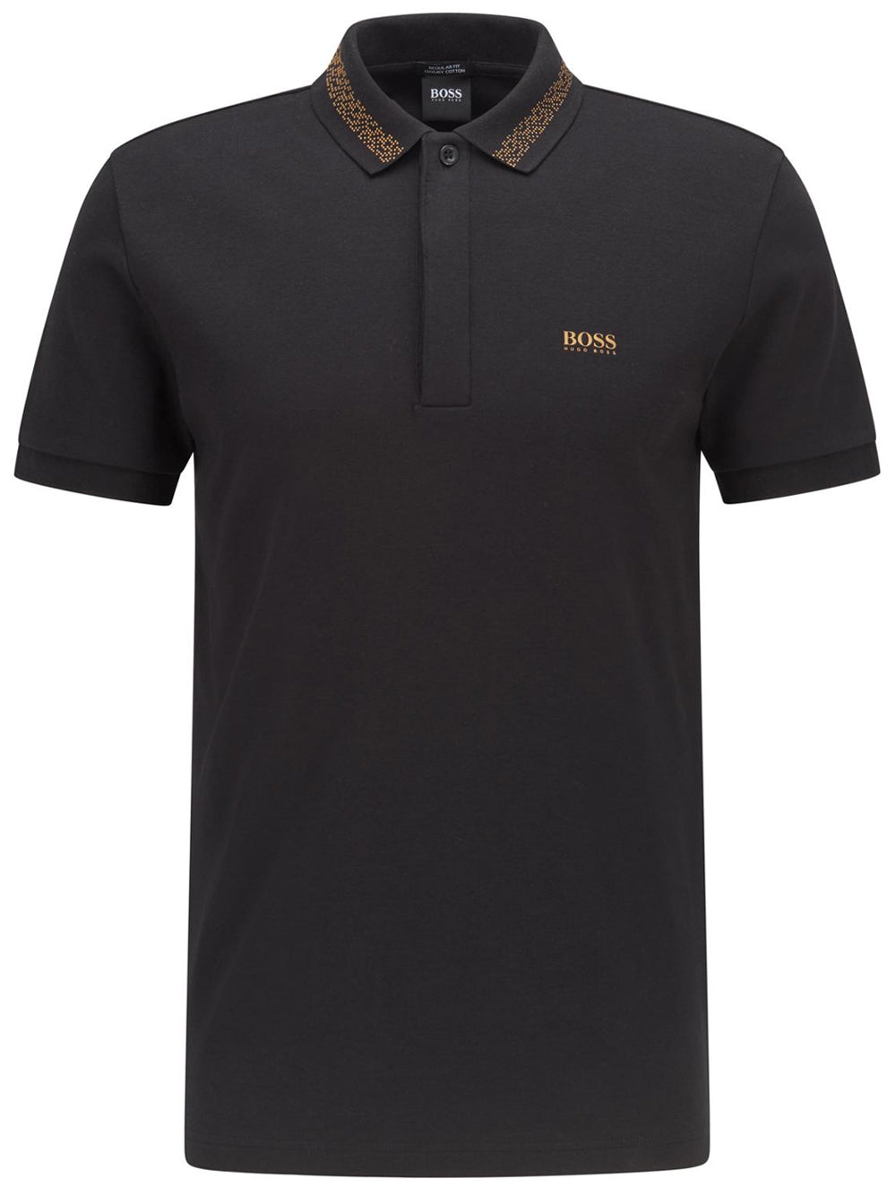BOSS Logo Pixel Polo Shirt Black - MAISONDEFASHION.COM