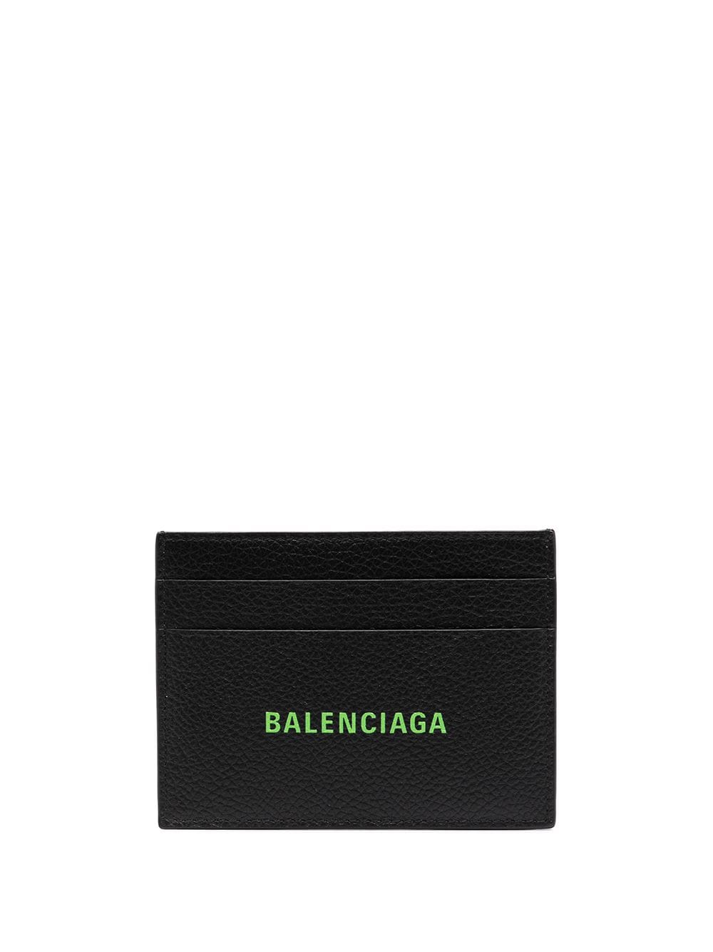 BALENCIAGA Logo Card Holder Black/Green - MAISONDEFASHION.COM