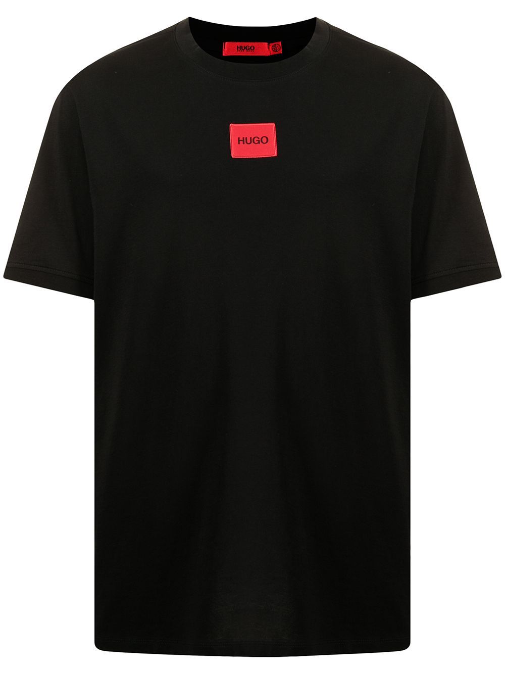HUGO Logo-patch cotton T-shirt Black - MAISONDEFASHION.COM